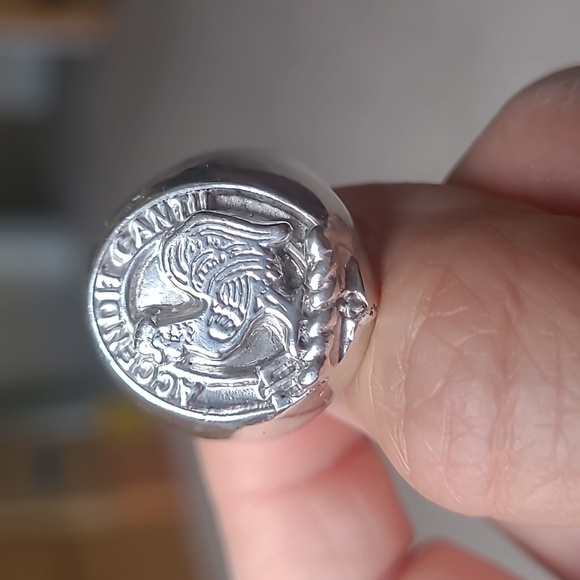 Other - Cockburn Scottish Clan Crest Signet Ring ~ Sterling Silver Size 10.5